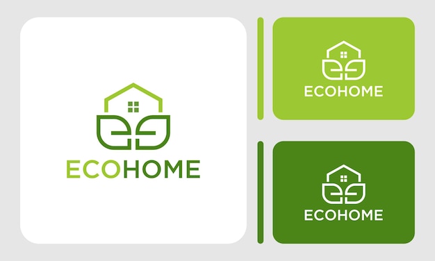 Simple leaf and house for eco green home farm plant cultivation logo design