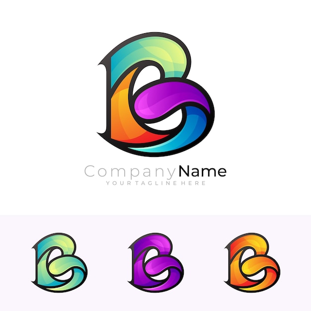 Simple letter B logo and colorful icons, 3d colorful logos