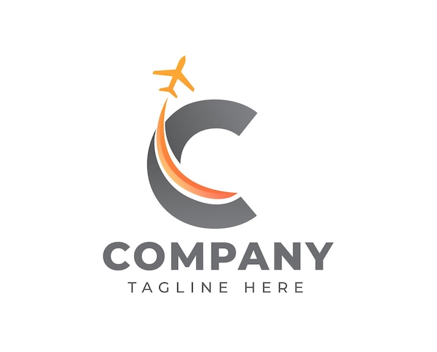 Simple letter C travel logo template