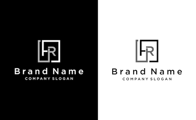 simple letter HR logo with square concept vector template