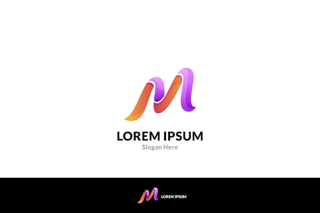 Simple letter M logo design with gradient purple and orange colors