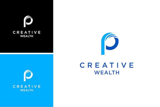 simple letter P logo design for wealth investment vector