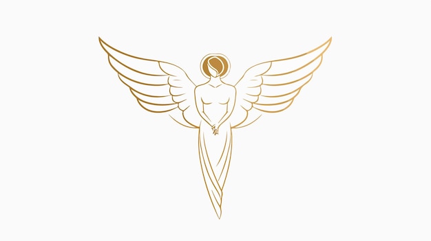 Vector simple line art angel logo flat vector isolated on white background