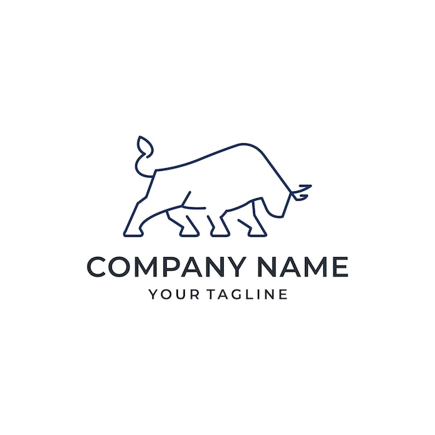 Simple Line Art Bull Logo Design