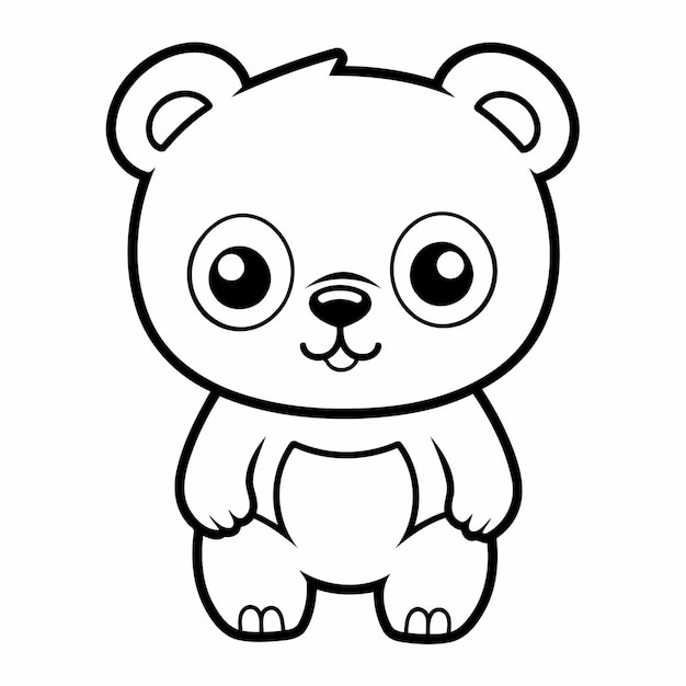 Simple line art a cute bear in vector style