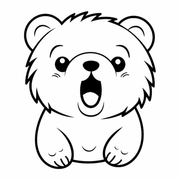 Simple line art a cute bear in vector style