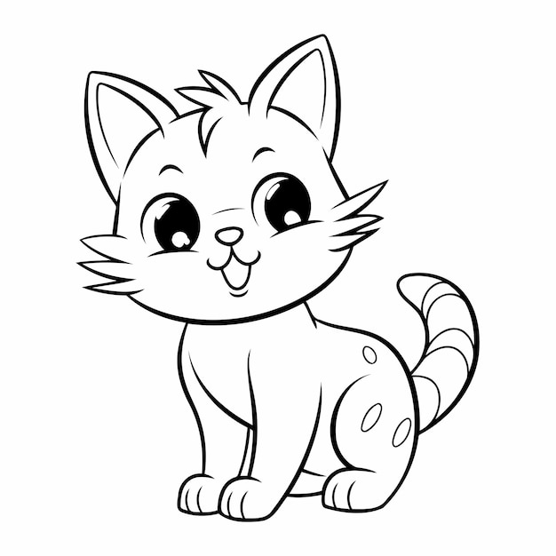 Simple line art a cute cat in vector style