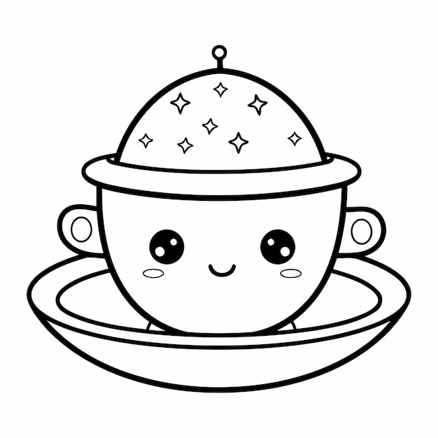 Simple line art a cute coffee in vector style