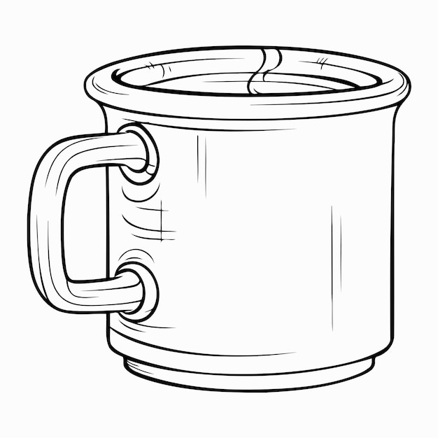 Simple line art a cute mug in vector style