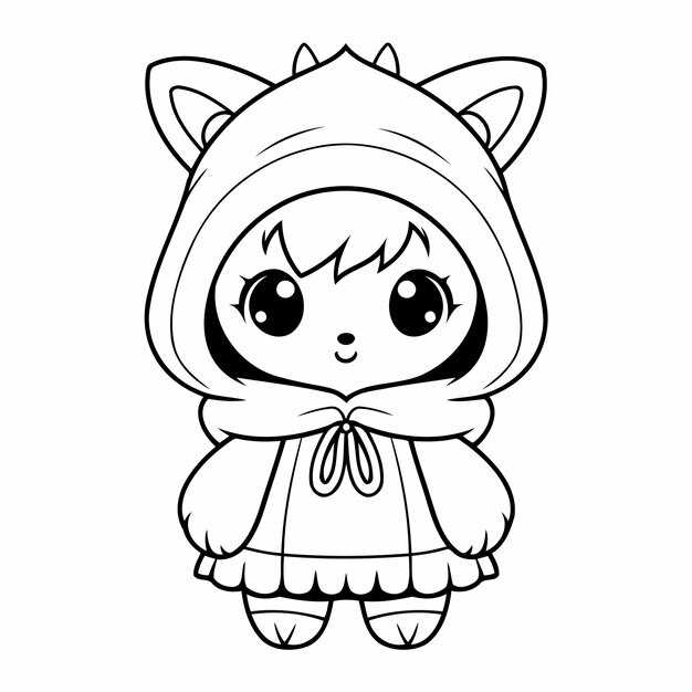 Simple line art a cute rabbit in vector style