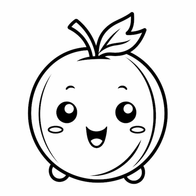 Simple line art a cute tomato in vector style