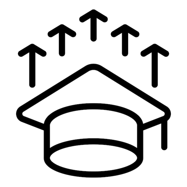 Vector simple line art illustration of a graduation cap representing education and achievement