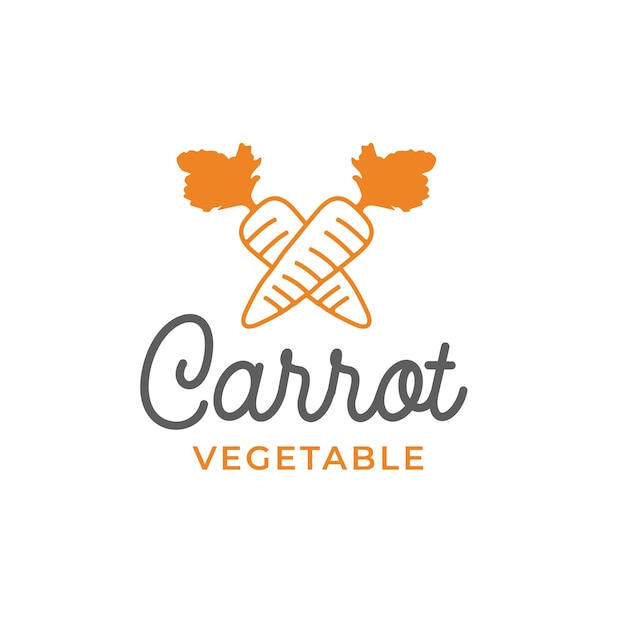 Simple line art vegetable carrot logo design