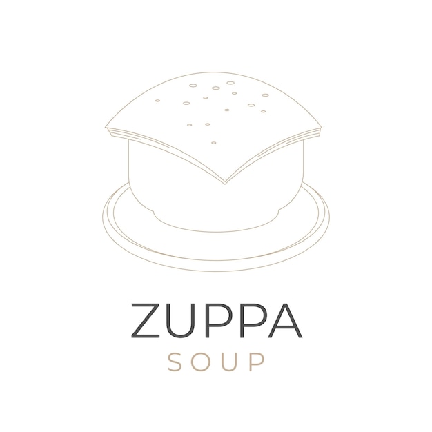 Simple Line Art  Zuppa Soup Vector Illustration Logo