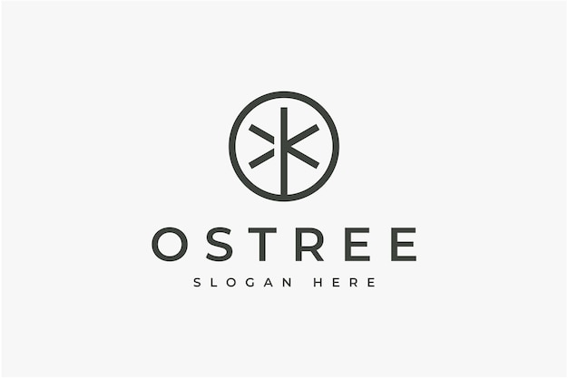 Simple line circle tree logo design template