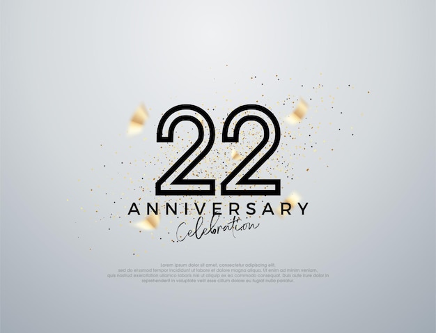 Vector simple line design for 22nd anniversary celebration premium vector for poster banner celebration