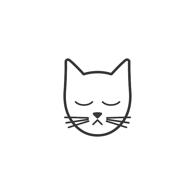 Vector a simple line drawing of a cats face with closed eyes