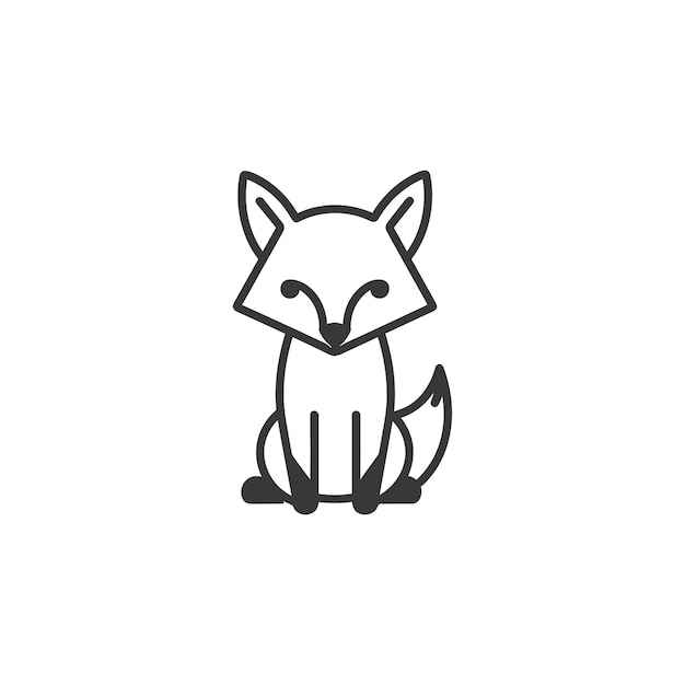 A simple line drawing of a fox sitting on its haunches