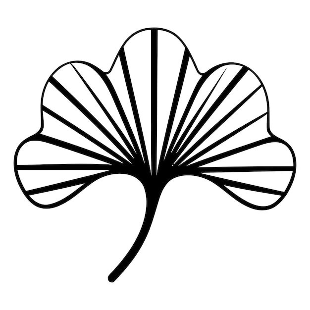 Vector simple line drawing of a ginkgo leaf perfect for minimalist design and naturethemed projects