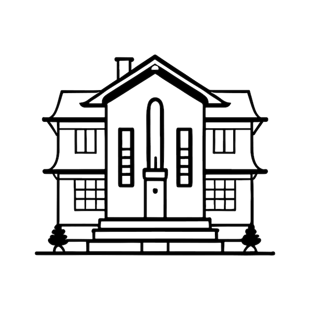 simple line illustration of building landmark architecture