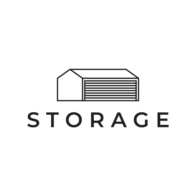 Simple line storage building logo design vector graphic symbol icon sign illustration creative idea