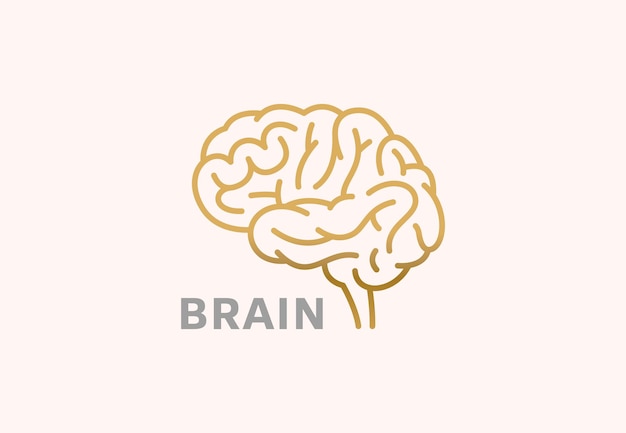 Simple linear brain logo with golden gradient