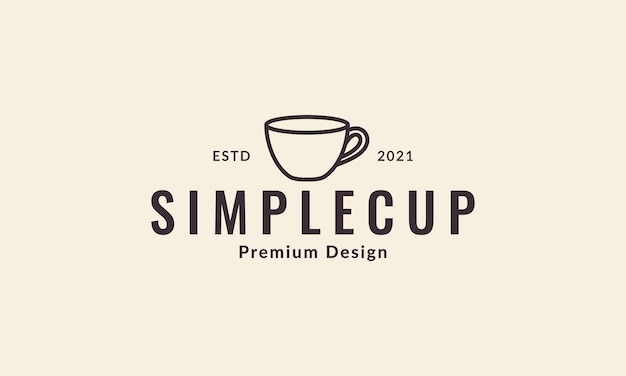 Simple lines cup coffee or tea logo symbol vector icon illustration design