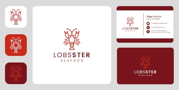 Simple Lobster fish Logo with stationary template