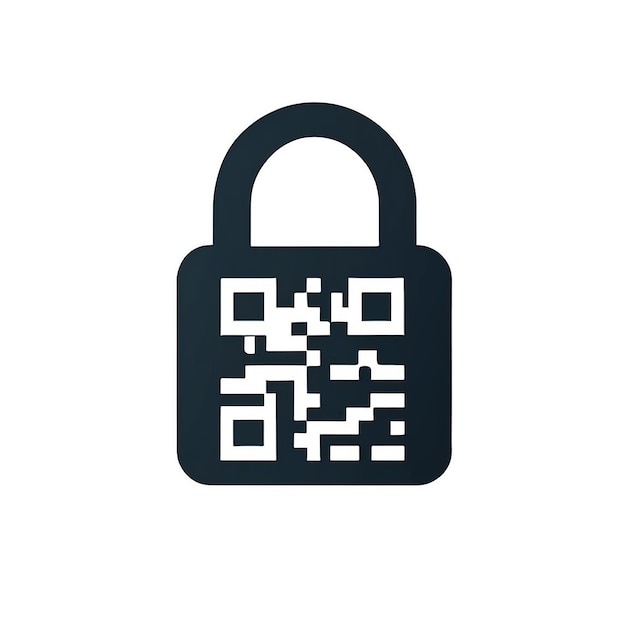 simple Lock with QR code icon Logo design vector template illustration