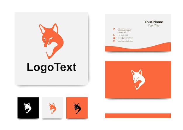 Simple logo coyote head with a business card