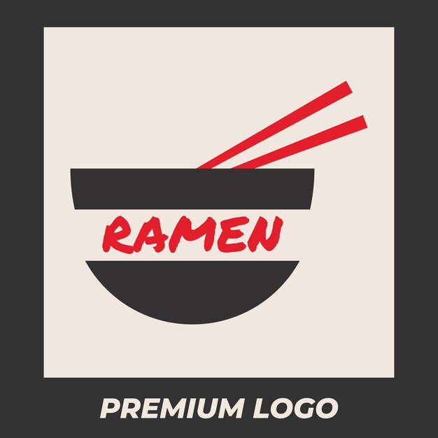 Simple logo design bowl Japanese Ramen Korea Style Logo Template