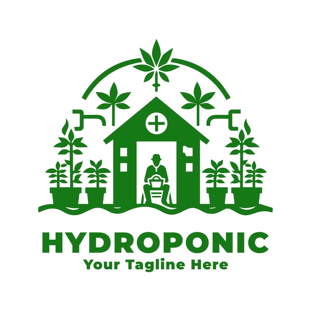 Vector simple logo hydroponic design