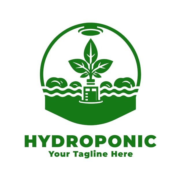 Simple Logo Hydroponic Vector With Flat Background