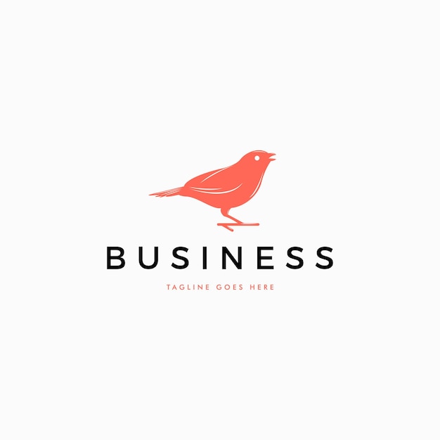 Simple logo silhouette of a bird in clean red color