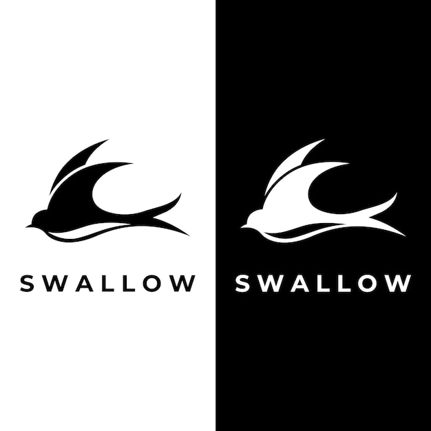 Simple logo template design silhouette of a martin martlet swallow flying hovering