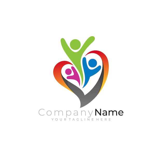 Simple love care logo template people care logo and hear icon clinic