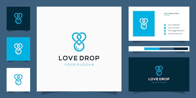 Simple love drop logo template with overlapping lines concept