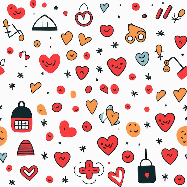 Simple love handdrawn doodle seamless pattern