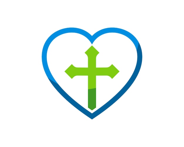 Simple love shape with religion cross inside