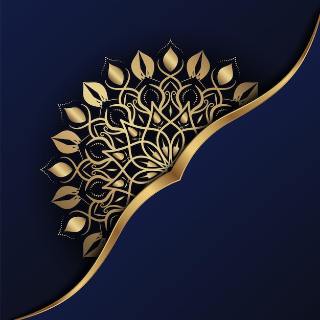 Simple mandala background dark blue and gold