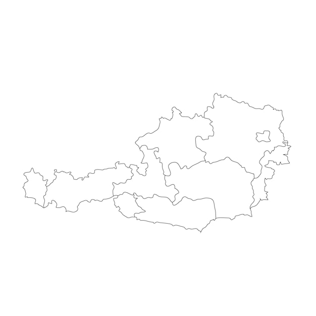 Simple map of Austria vector drawing. Isolated outline.