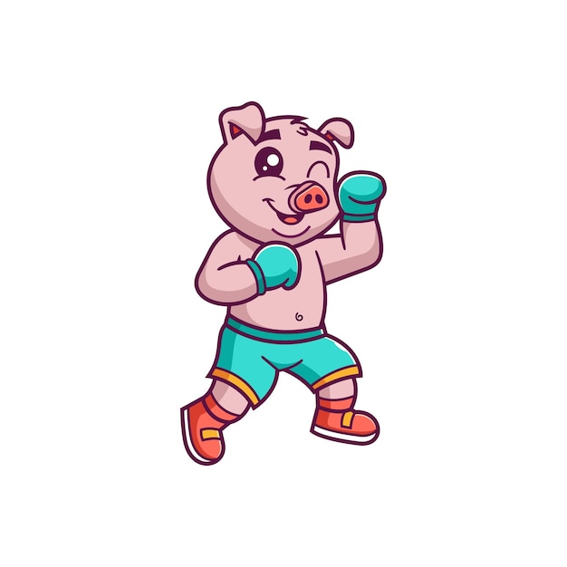 simple mascot logo pig baseball character design