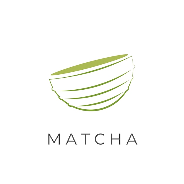 Simple Matcha Tea Bowl Illustration Logo