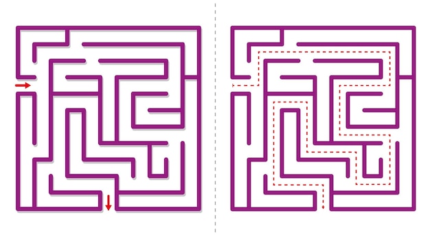 Simple maze abstract game with answer Easy puzzle for kids