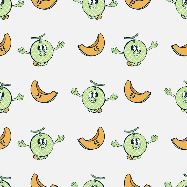 simple melon character seamless pattern