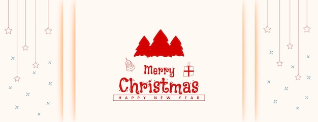 Simple merry christmas cream colour background creative new banner design with stars vector