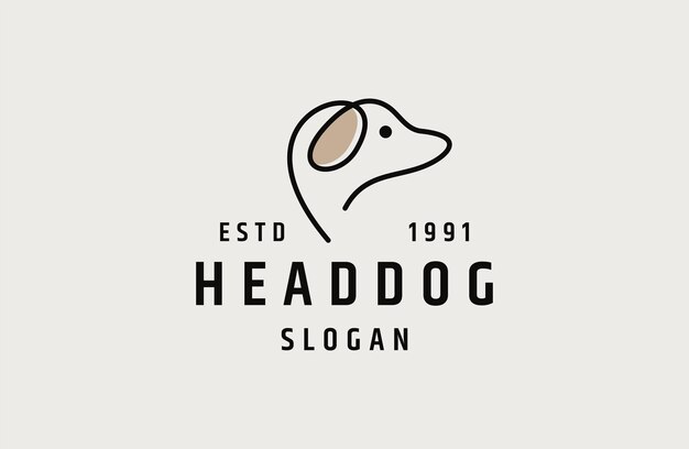 simple minimal head dog care logo design