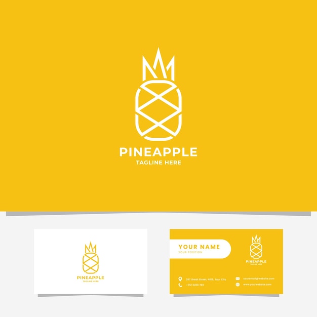 Vector simple and minimal line pineapple logo design