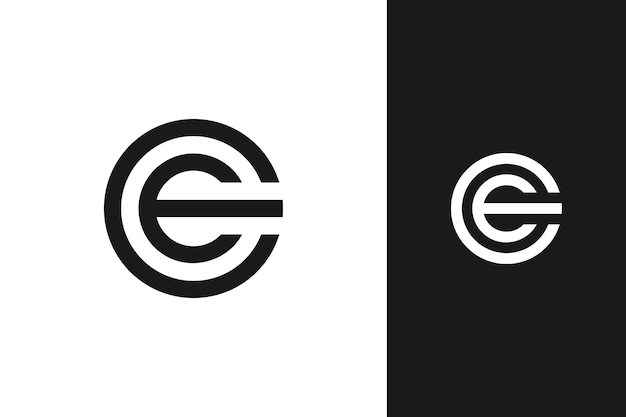 Simple minimal modern initial e and c monogram logo design