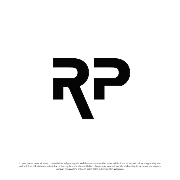 Simple minimal RP logo design vector